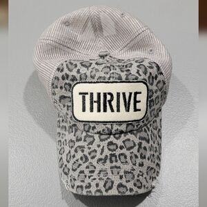 Thrive Leopard Print Baseball Cap in Gray and Cream
